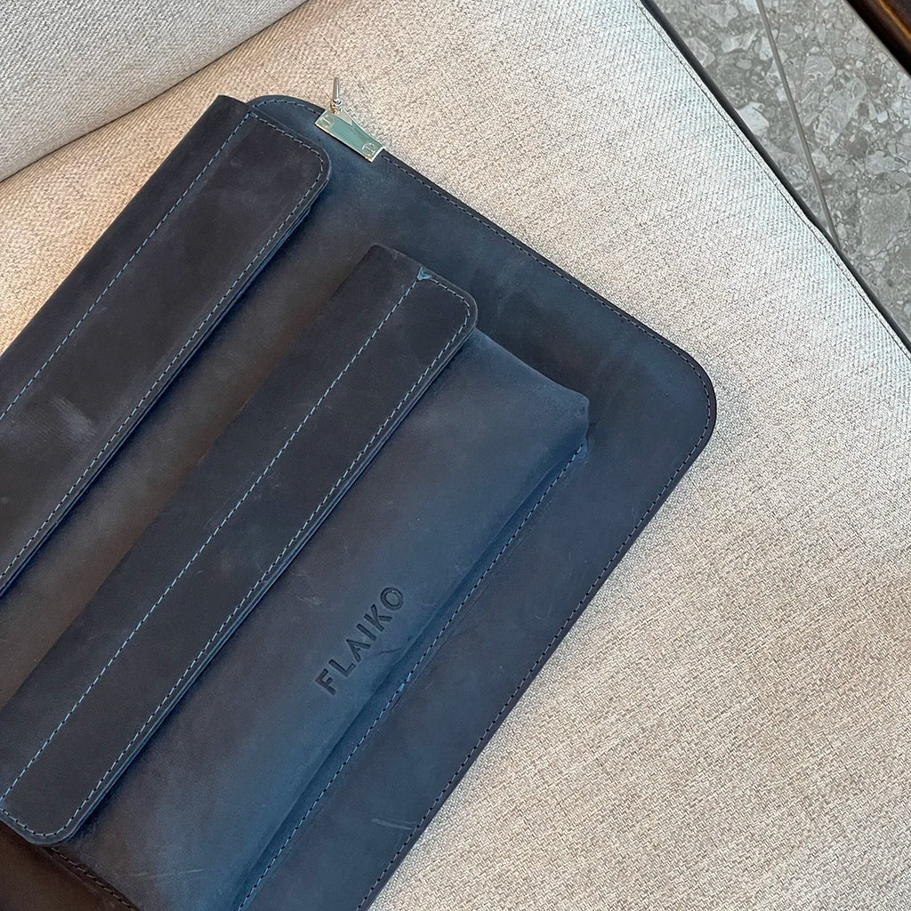 Leather MacBook Series Bag Karra - Navy