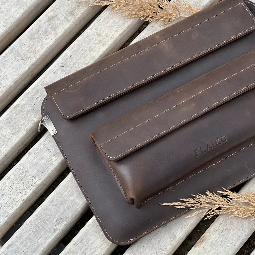 Leather MacBook Series Bag Karra - Brown