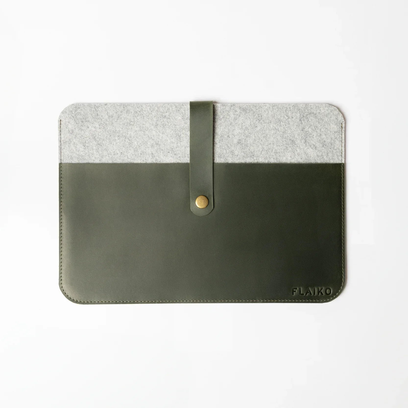 Leather MacBook Series Sleeve Albano - Dark Green