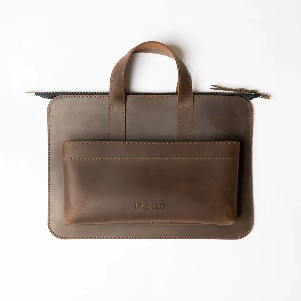 Leather MacBook Series Bag Monaco - Dark Brown