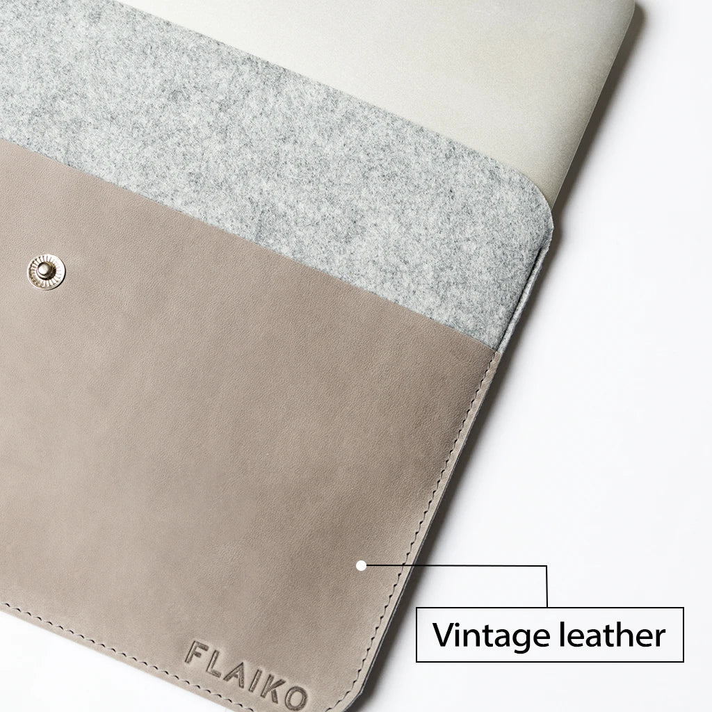 Leather MacBook Series Sleeve Albano - Navy