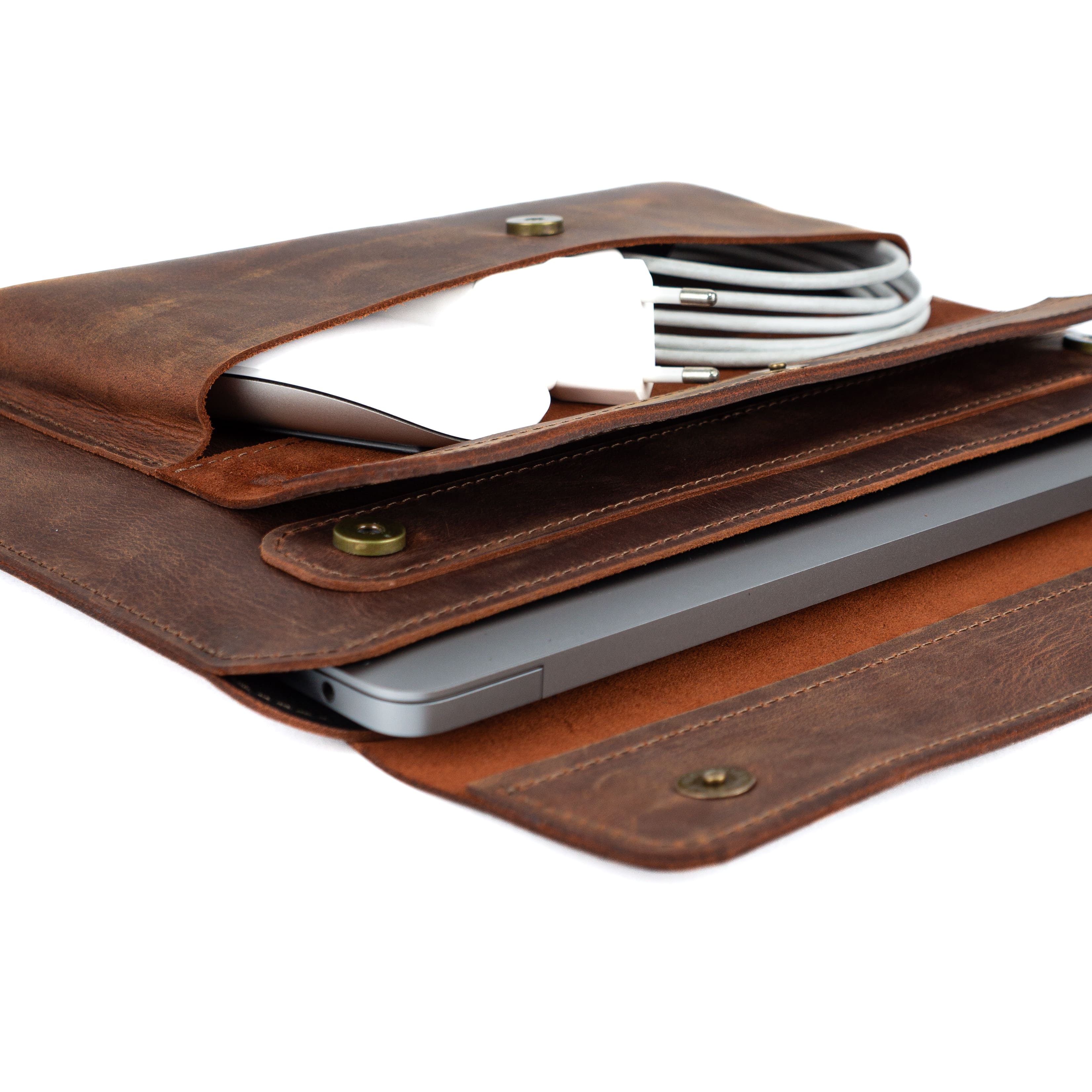 Leather MacBook Series Bag Karra - Dark Brown