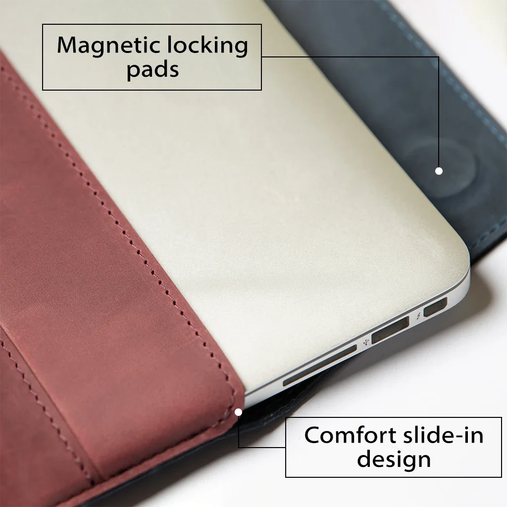 Leather MacBook Series Case Dominic - Navy