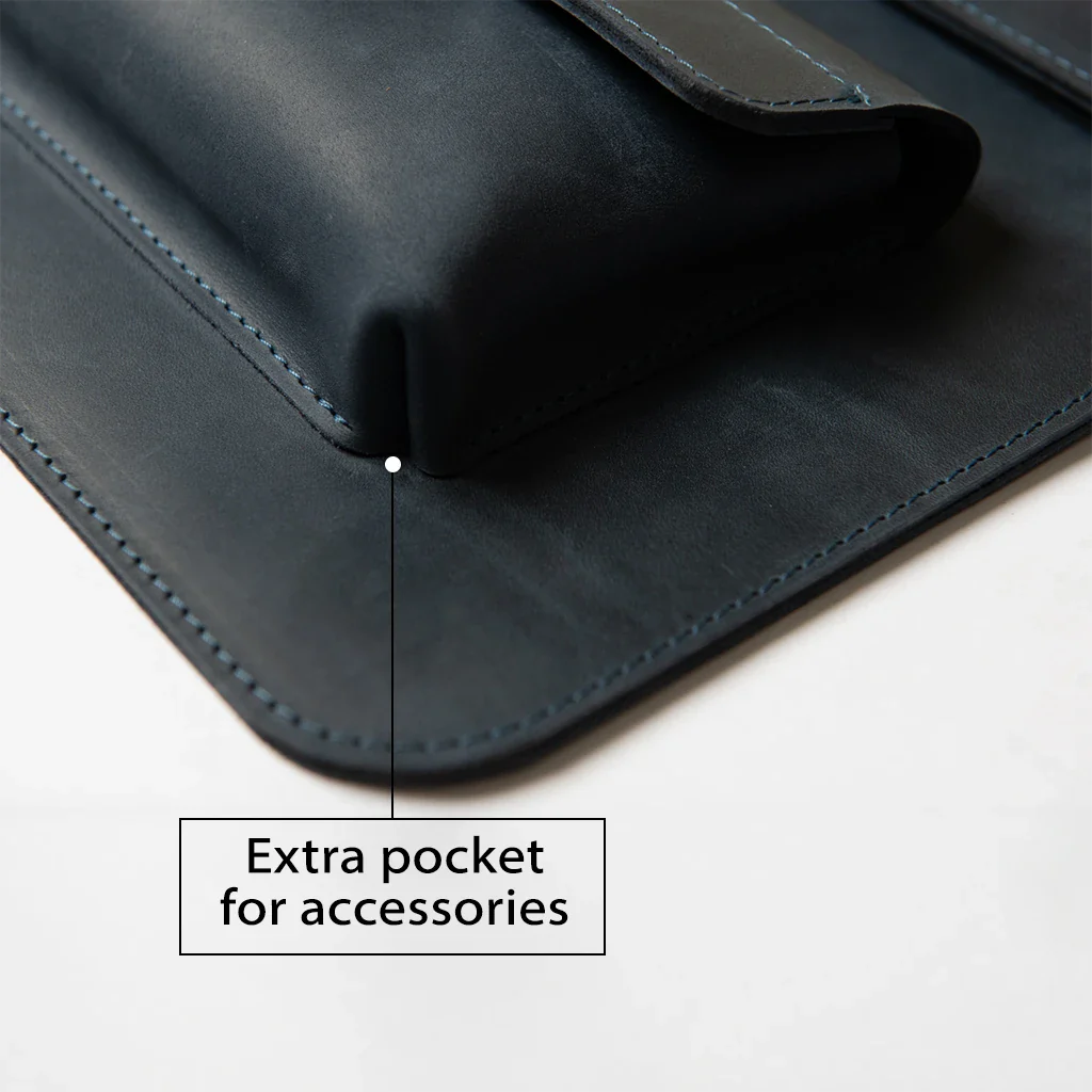 Leather MacBook Series Bag Karra - Navy