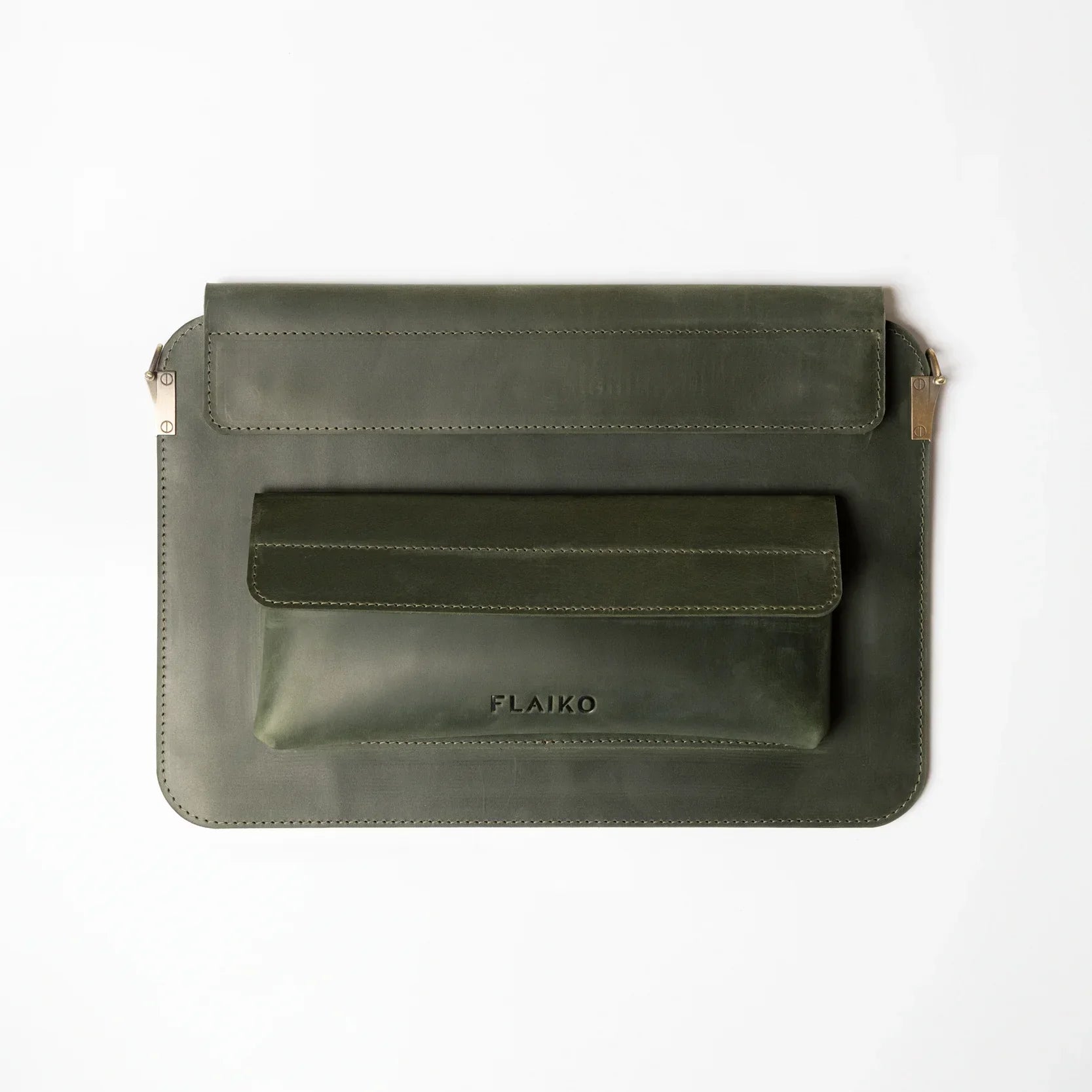 Leather MacBook Series Bag Karra - Dark Green