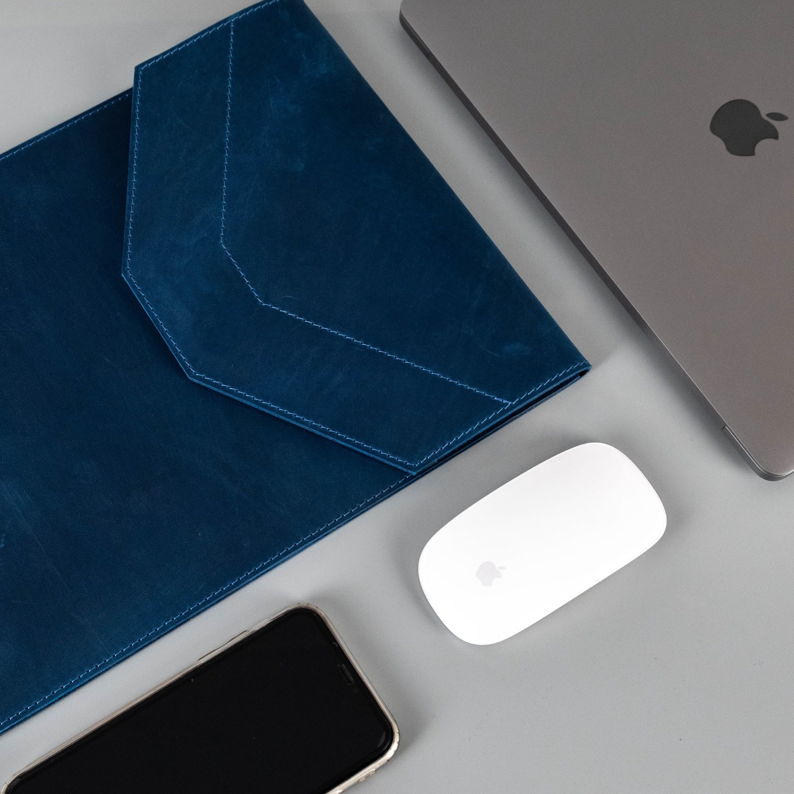 Leather MacBook Series Sleeve Pira - Navy